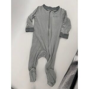 Nike Baby Footed Sleeper 9M Gray Striped Zip Onesie